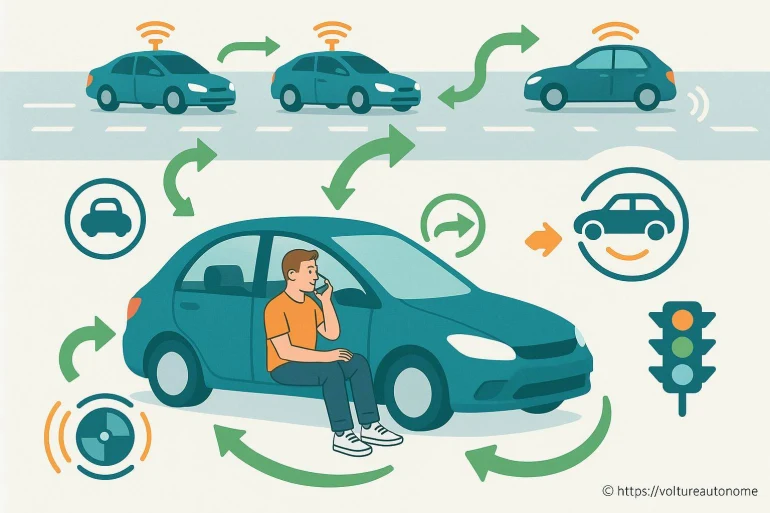 Illustration voiture autonome et communication