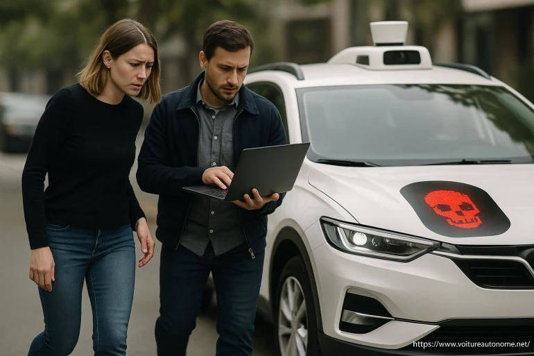Homme femme voiture autonome problème informatique