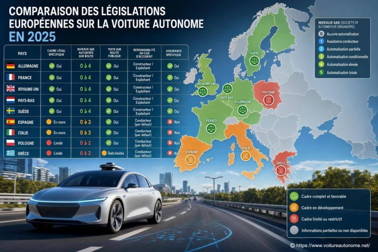 Comparaison des législations européennes sur la voiture autonome quelles différences majeures ?