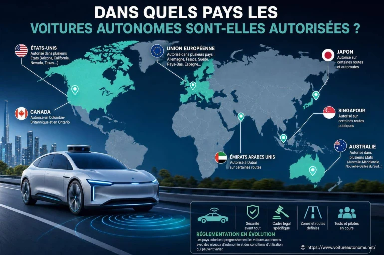 Dans quels pays les voitures autonomes sont-elles autorisées ?