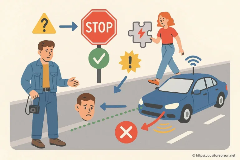 Voiture autonome détectant piéton en danger