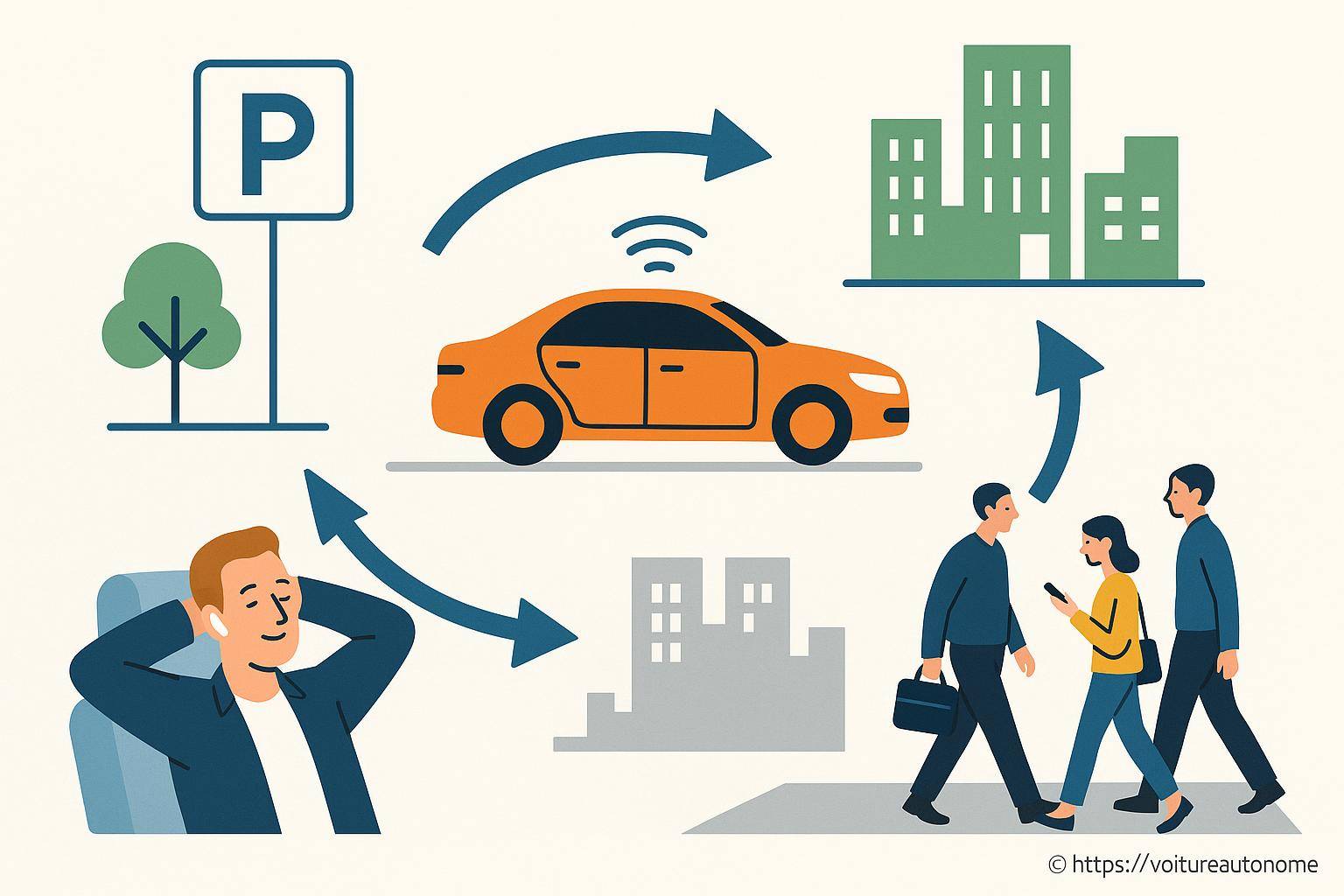 Illustration voiture autonome et mobilité urbaine