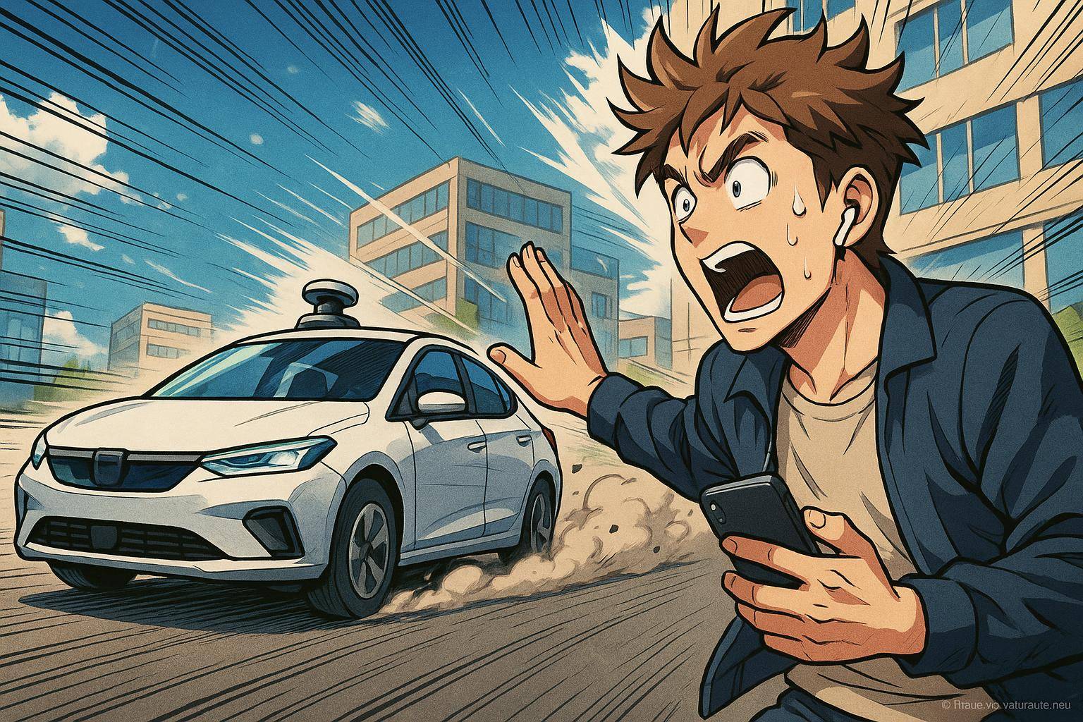 Jeune homme surpris par voiture autonome
