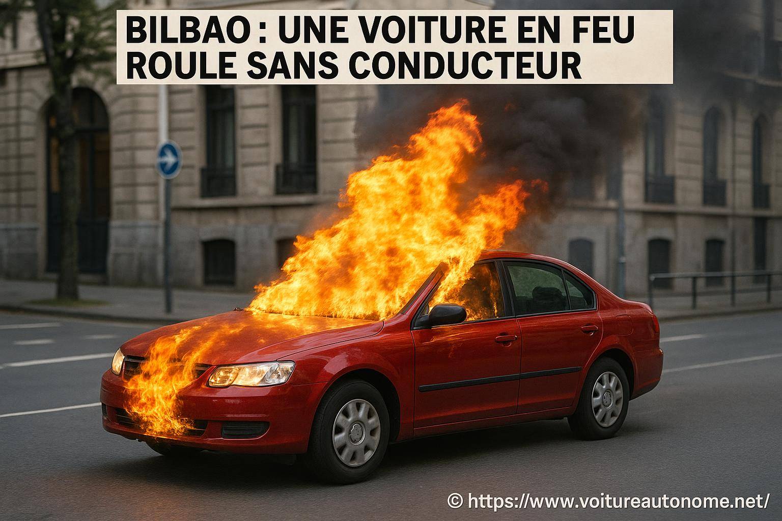 Bilbao : une voiture en feu roule sans conducteur
