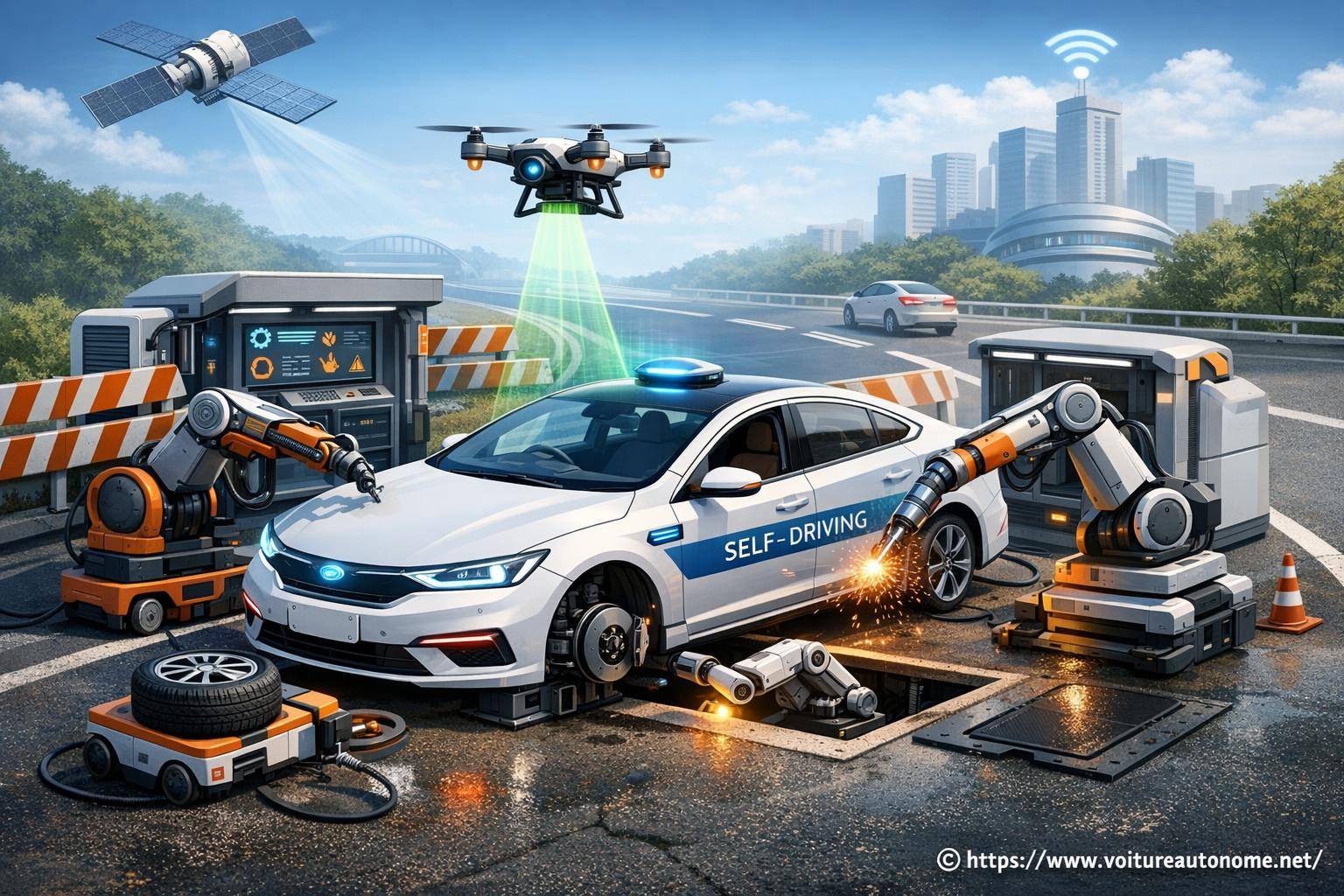 Réparation automatisée sans voie pour voitures autonomes : comment ça fonctionne