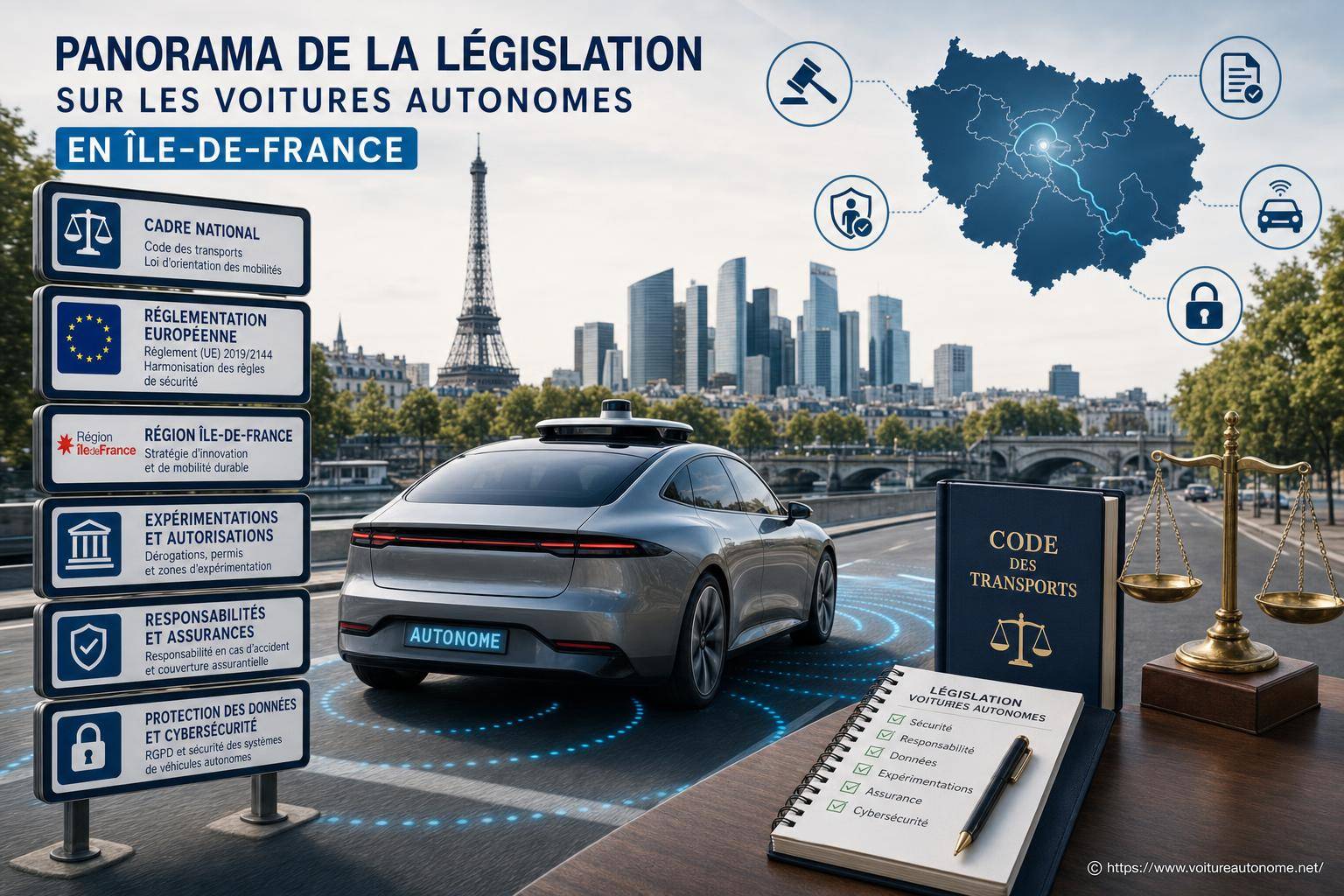 Panorama de la législation sur les voitures autonomes en Île-de-France